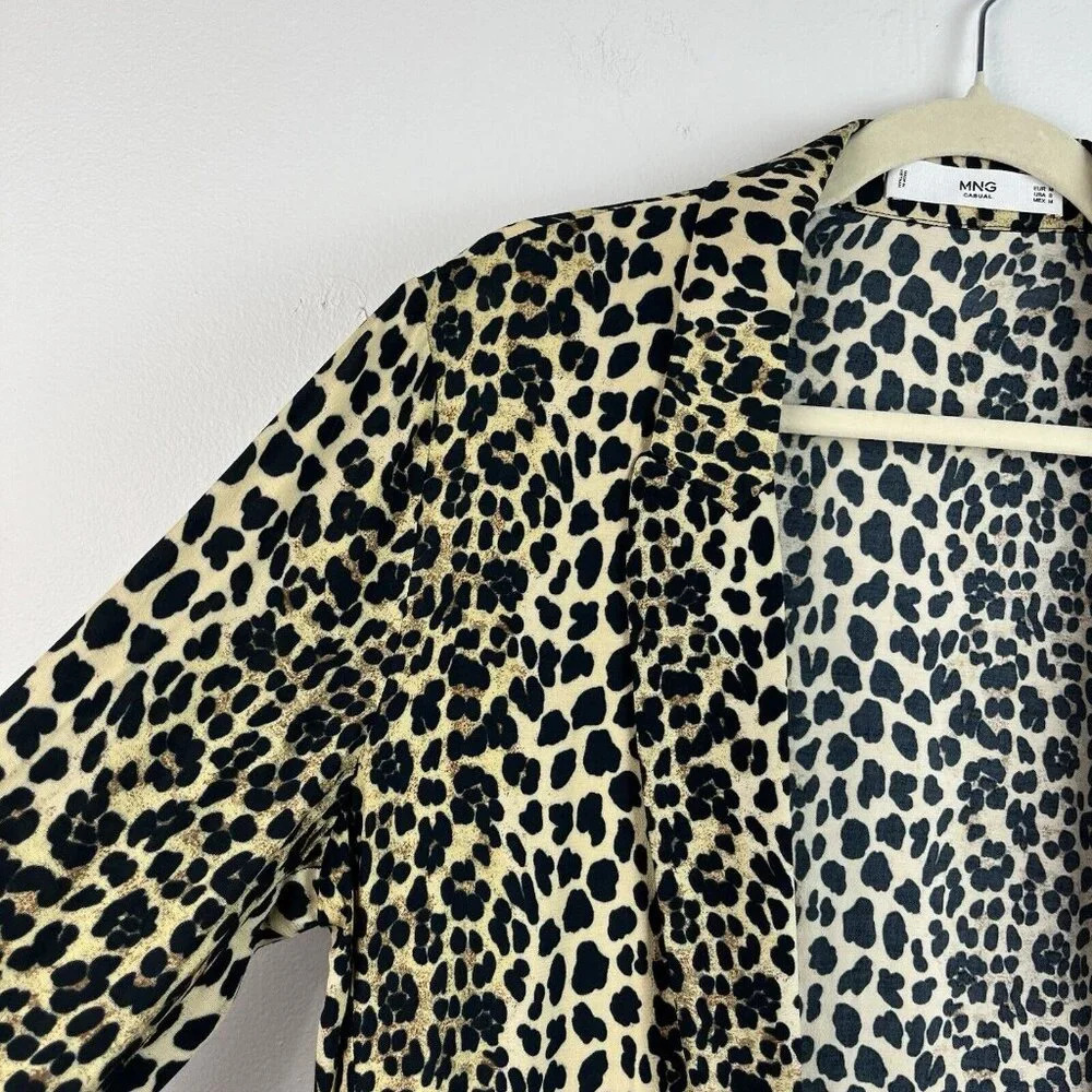 Mng Casual Leopard Print Open Front Jacket Womens… - image 3